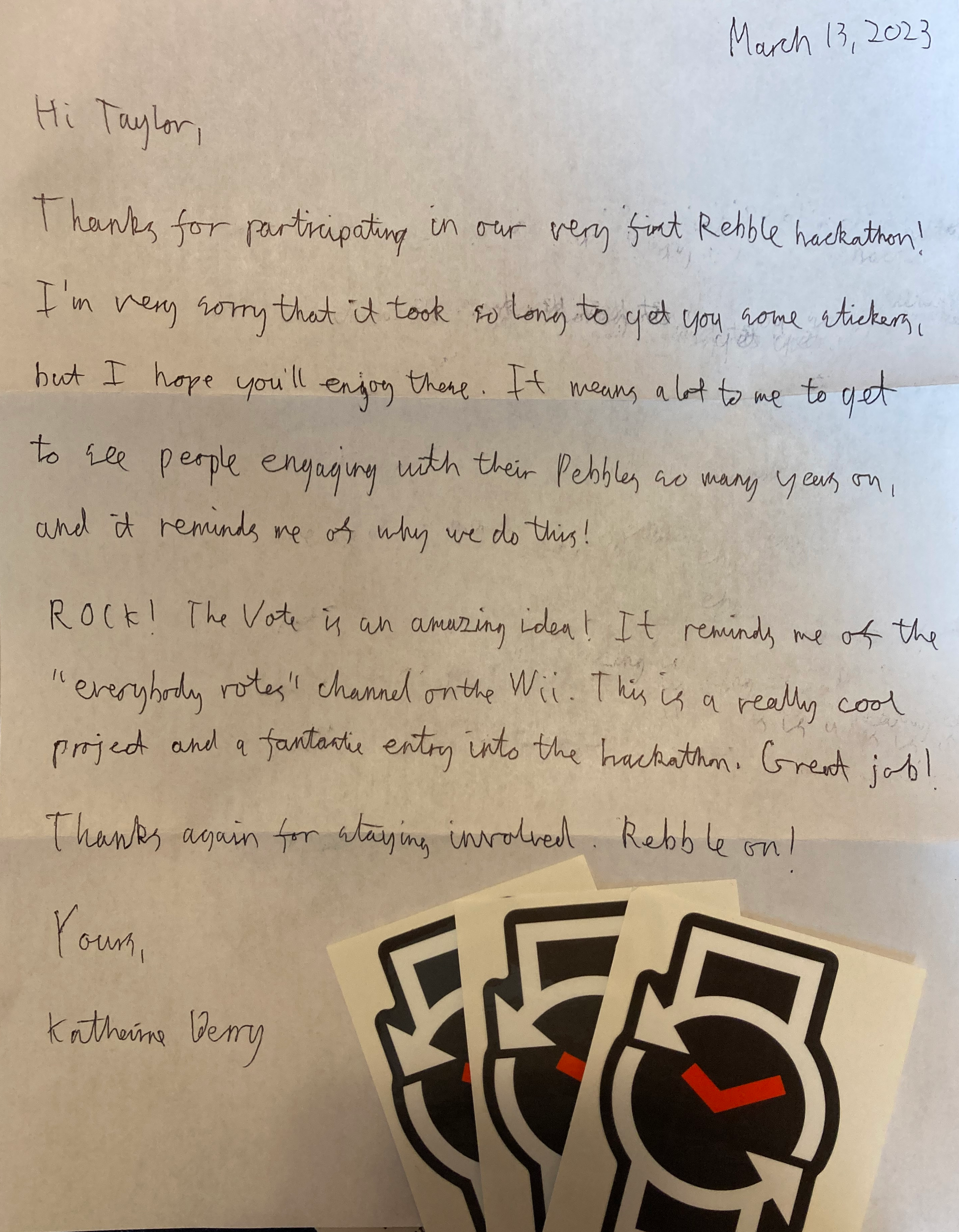Hackathon participation letter